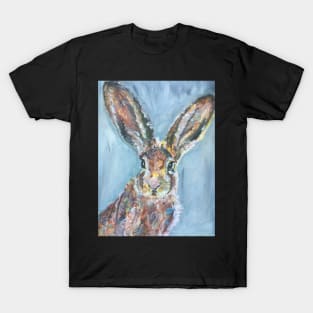 Colourful Hare ,  Blue Background T-Shirt